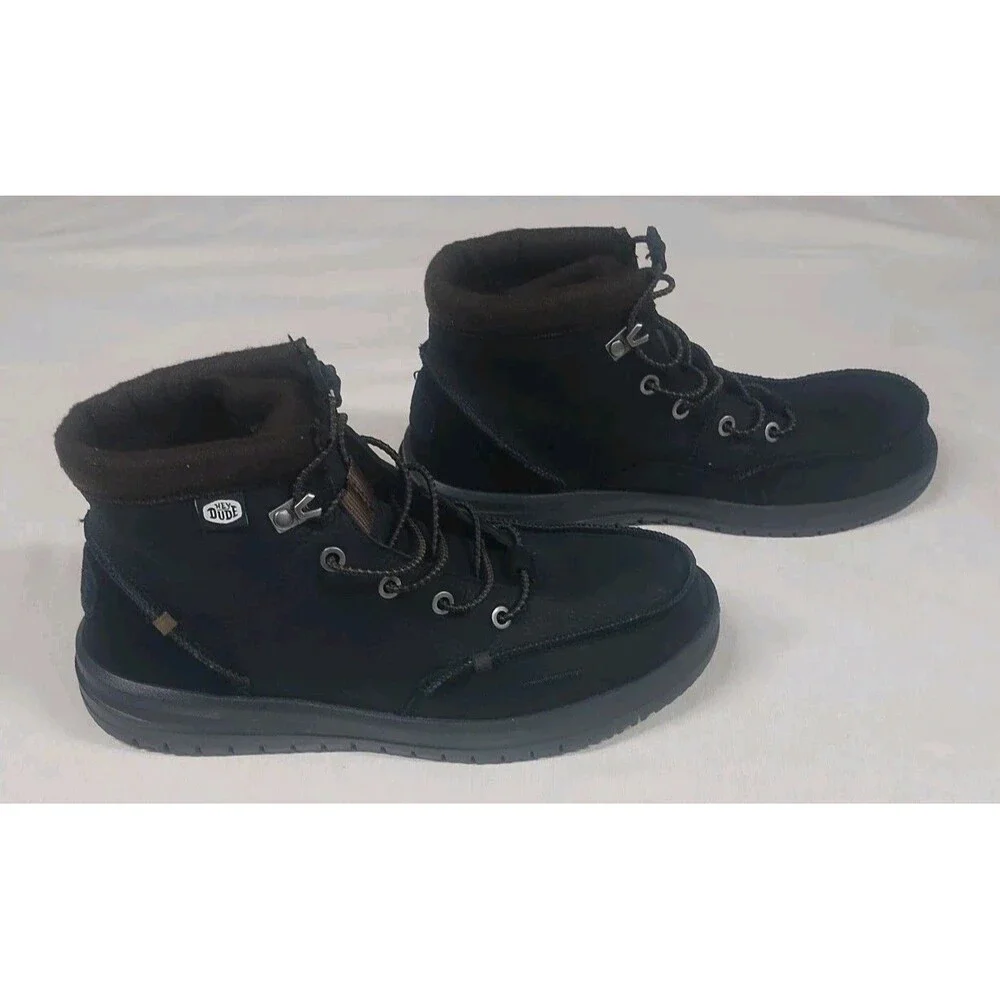 Hey Dude Shoes Bradley Boot Leather in Leather Black Men's size 8 NEW